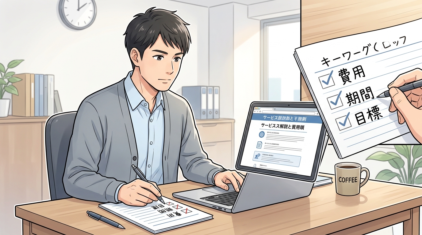 費用と学習期間のバランスを確認するイメージ